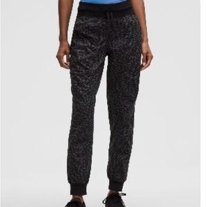 Lululemon Dance Studio Mid rise jogger. Women's Black Jogger in leopard print.